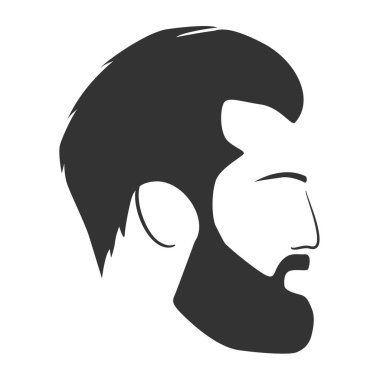 Sakallı hippi adam yüz silueti, vektör çizimi