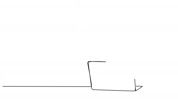 Анимированный Непрерывный Однолинейный Рисунок Человека Помощью Ноутбука Линейная Анимация — стоковое видео