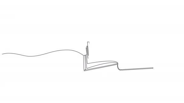 Анімований Безперервний Однорядковий Малюнок Відкритої Книги Анімація Лінійного Мистецтва — стокове відео