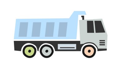 Çocuklar için scandi tarzı inşaat makineleri vektör çizimi, beyaz arkaplanda izole edilmiş çöp kamyonu