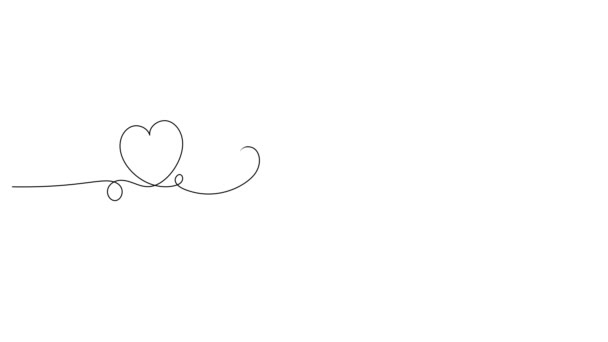 Animated Continuous Single Line Drawing Words Happy Valentines Day Heart — Stok video