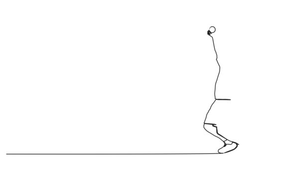 Animated Continuous Single Line Drawing Tennis Player Service Line Art — Stok video