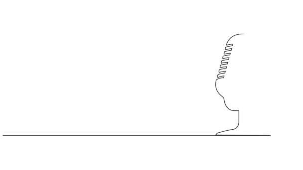 Animated Continuous Single Line Drawing Microphone Podcast Recording Line Art — Video Stock