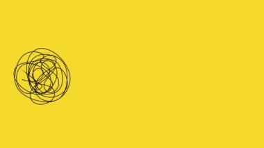 idea generation and collecting thoughts concept, brainstorming continuous single line drawing with complex entangled line unraveling to glowing light bulb, line art animation