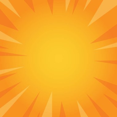 square orange and yellow starburst pop art background, vector illustration