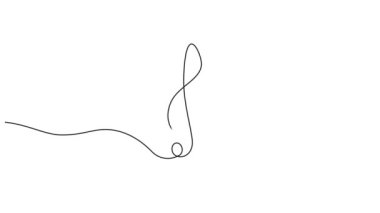 animated continuous single line drawing of treble clef, abstract sheet music line art animation