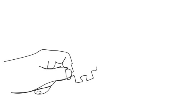 Animated Continuous Single Line Drawing Hands Two People Fitting Together — Video Stock