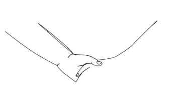 Animasyon devam eden tek çizgi halinde çiftlerin el ele tutuşmaları, çizgi çizimleri