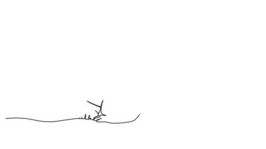 animated continuous single line drawing of baby or toddler lying on its stomach lifting head and upper body, line art animation