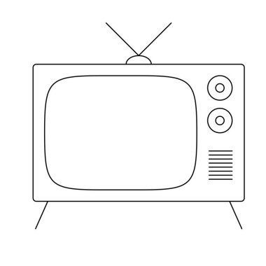 thin line television TV set icon isolated on white background, vector illustration