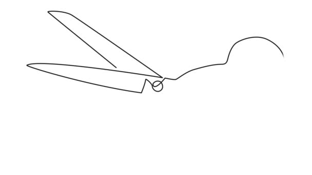 Анимированный Непрерывный Однолинейный Рисунок Пары Ножниц Линейная Анимация — стоковое видео