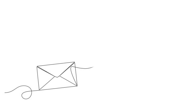 Animated Continuous Single Line Drawing Envelope Paper Plane Line Art — Vídeo de stock