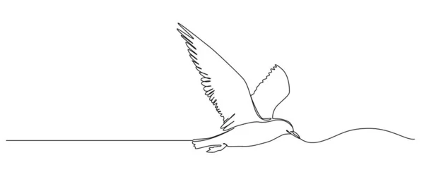 Continuous Single Line Drawing Bird Mid Air Single Line Vector — Stok Vektör
