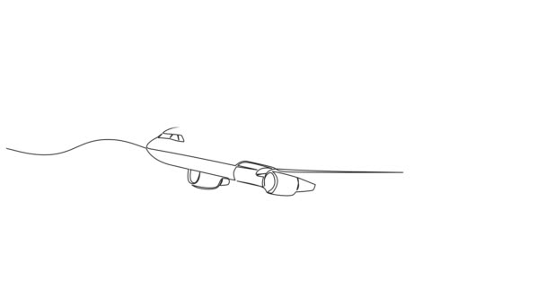 Animierte Fortlaufende Linienzeichnung Großer Passagierflugzeuge Linienkunst Animation — Stockvideo