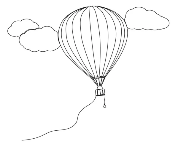 Ciągły Jednoliniowy Rysunek Balonu Gorące Powietrze Ilustracja Wektora Sztuki Linii — Wektor stockowy