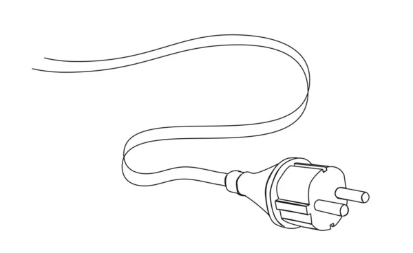 Dibujo Continuo Una Sola Línea Enchufe Eléctrico Cable Alimentación Ilustración — Archivo Imágenes Vectoriales
