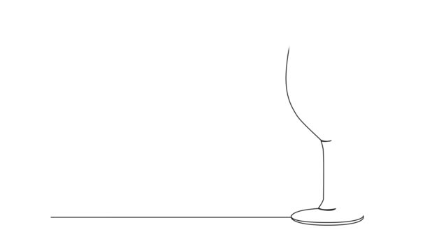 Animierte Farbige Kontinuierliche Einzeilige Zeichnung Eines Glases Wein Animation Der — Stockvideo