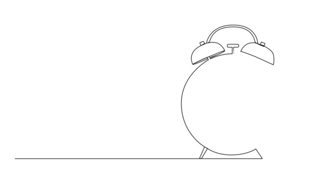 Анимированный Непрерывный Однолинейный Рисунок Старинных Будильников Линейная Анимация — стоковое видео