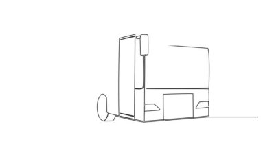 animasyon aralıksız kamu otobüsü çizimi, toplu taşıma konsepti, çizgi sanat animasyonu