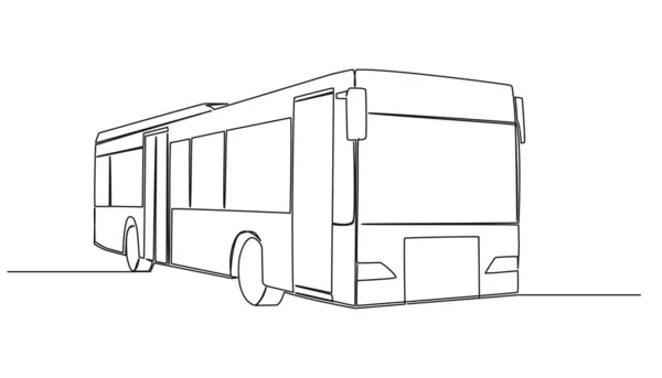 Continuous Single Line Drawing Public Bus Public Transport Concept Line — Stock Vector