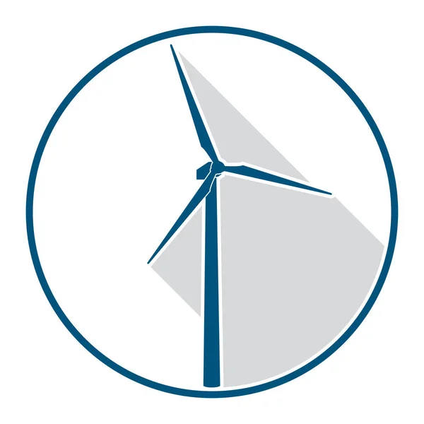 Wind Turbine Symbol Drop Shadow Circle Wind Power Logo Vector — Stock Vector