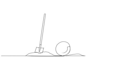 Çamur ve el arabası yığını içinde kürek çizimleri, çizgi sanatı animasyonları