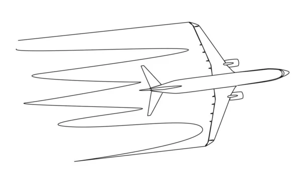 民間航空機ジェットラインアートベクトル図の連続単線画 — ストックベクタ