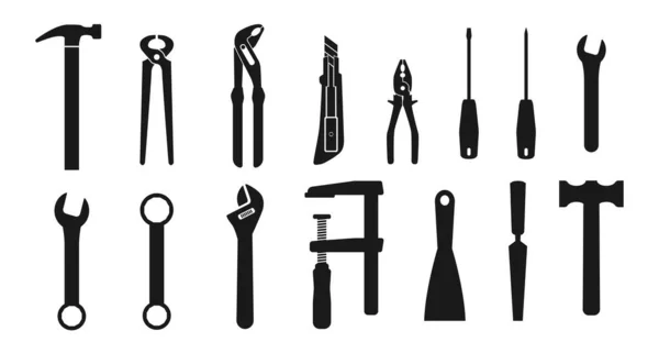 Set Strumenti Raccolta Simboli Strumenti Lavoro Isolati Illustrazione Vettoriale — Vettoriale Stock