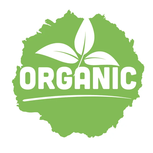 Зеленый Цвет Всплеск Organic Этикетка Символ Листьями Векторная Иллюстрация — стоковый вектор