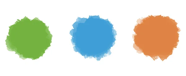 Éclaboussures Aquarelle Verte Orange Bleue Isolées Sur Blanc Éléments Décoratifs — Image vectorielle