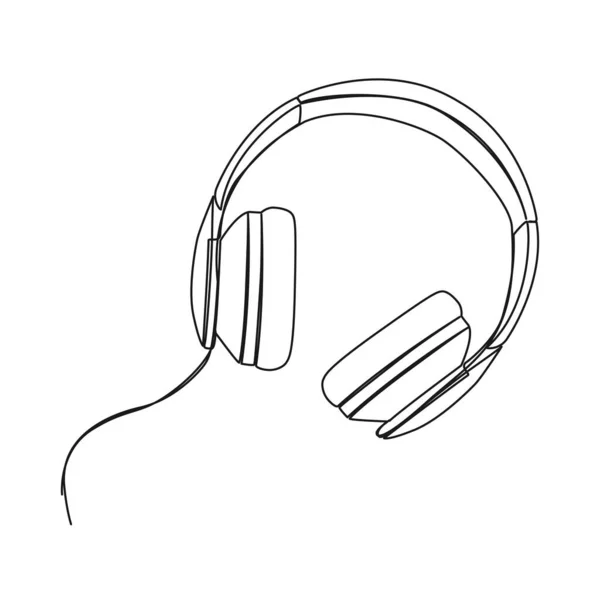 Spojitá Jednořádková Kresba Stereofonních Sluchátek Vektorová Ilustrace — Stockový vektor