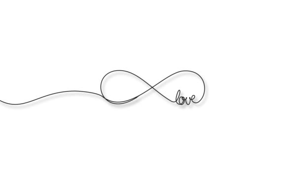 Animowany Ciągły Rysunek Pojedynczej Linii Symbolu Nieskończoności Słowem Miłość Wieczna — Wideo stockowe