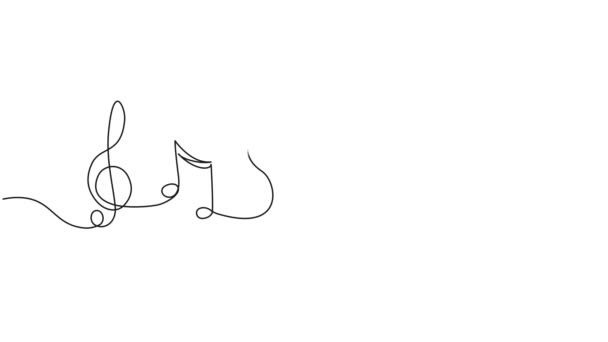 Animierte Durchgehende Einzeilige Zeichnung Von Noten Und Violinschlüssel Abstrakte Melodielinien — Stockvideo