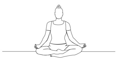 Durmadan yoga pozu veren kadın çizimleri, çizgi çizimleri.
