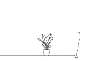 Yoga ağacı pozu, çizgi sanatı animasyonu.