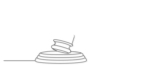 Анімований Безперервний Однорядковий Малюнок Судді Анімація Лінії Мистецтва — стокове відео