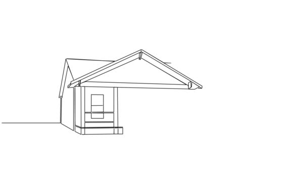 Desenho Linha Única Contínua Animada Pequena Casa Família Única Animação — Vídeo de Stock