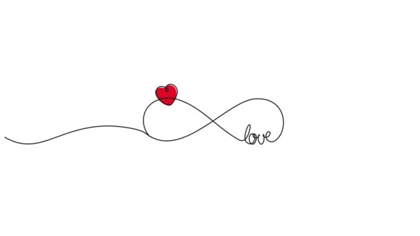 愛とハートの形 永遠の愛ラインアートアニメーションと無限のシンボルの連続アニメーション — ストック動画