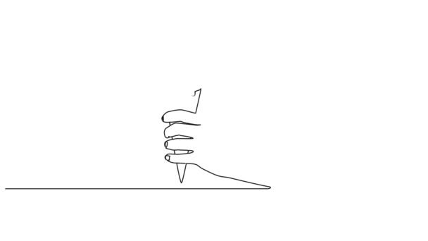 Animierte Farbige Kontinuierliche Einzeilige Zeichnung Der Hand Die Eiscreme Tüte — Stockvideo