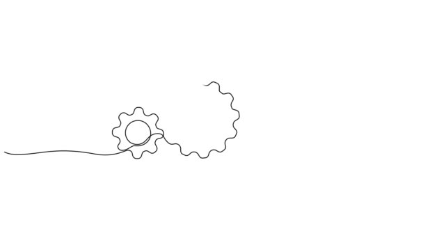 Animated Continuous Single Line Drawing Gear Wheels Gear Line Art — Stock Video