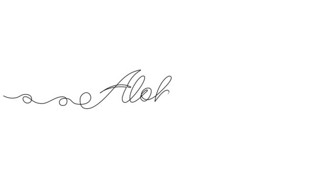 Animierte Durchgehende Einzeilige Zeichnung Des Wortes Aloha Mit Bunter Blume — Stockvideo