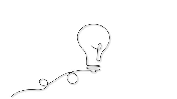 灯泡的动画连续单行绘图 线条艺术动画 — 图库视频影像
