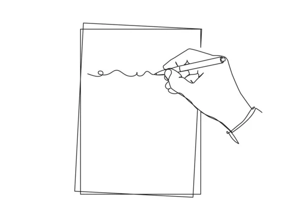 Ciągły Jednoliniowy Rysunek Pisma Ręcznego Piórem Kartce Papieru Ilustracja Wektora — Wektor stockowy