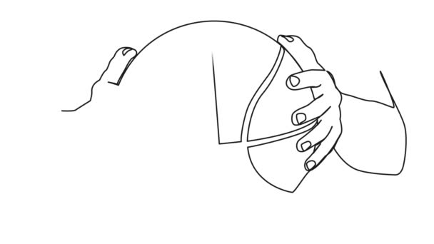 Animierte Kontinuierliche Einzeilige Zeichnung Von Händen Die Basketball Halten Linienkunst — Stockvideo