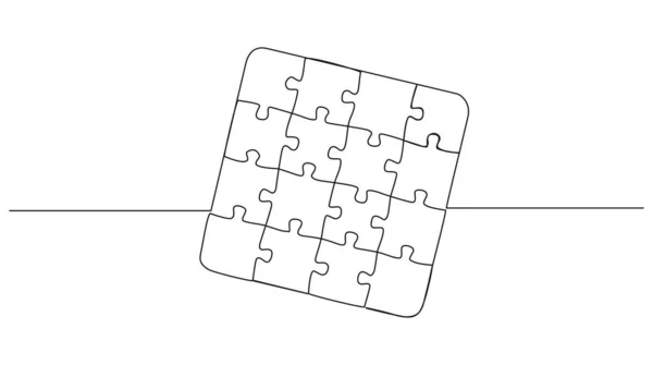 Kontinuierliche Einzeilige Zeichnung Des Puzzles Linienkunst Vektor Illustration — Stockvektor
