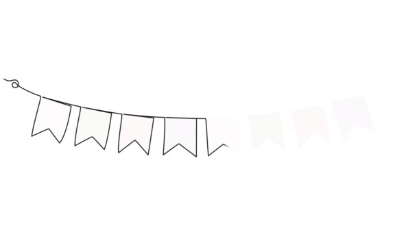 Animación Continua Una Sola Línea Dibujo Guirnalda Bunting Pastel Colores — Vídeo de stock