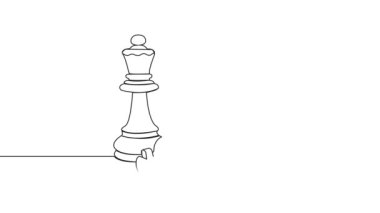 Satranç oyuncularının sürekli çizimleri, şah mat konsept çizgisi sanat animasyonu