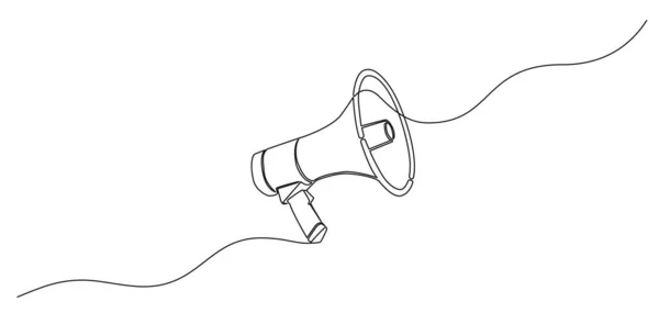 Kontinuierliche Einzeilige Zeichnung Von Bullhorn Megafon Ansage Konzept Linie Kunst — Stockvektor