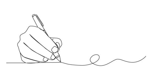 Kontinuierliche Einzeilige Zeichnung Der Handschrift Mit Kugelschreiber Linienkunst Vektor Illustration — Stockvektor
