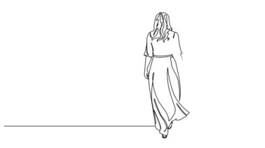 Animasyon çizimleri, anne ve genç kızın el ele yürümeleri, çizgi çizimleri, sanat animasyonları